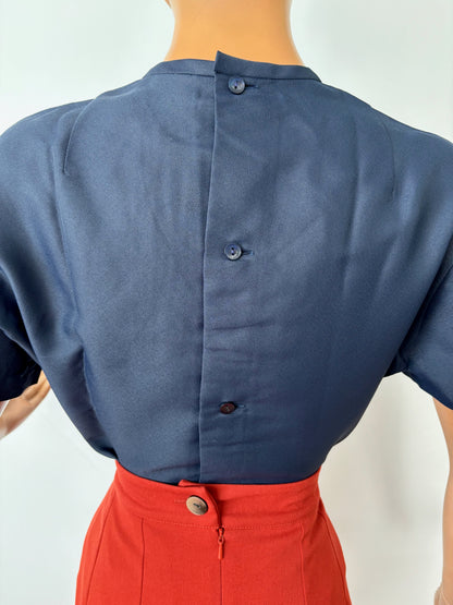 Deadstock 1950s/60s Pleated Blouse | M/L