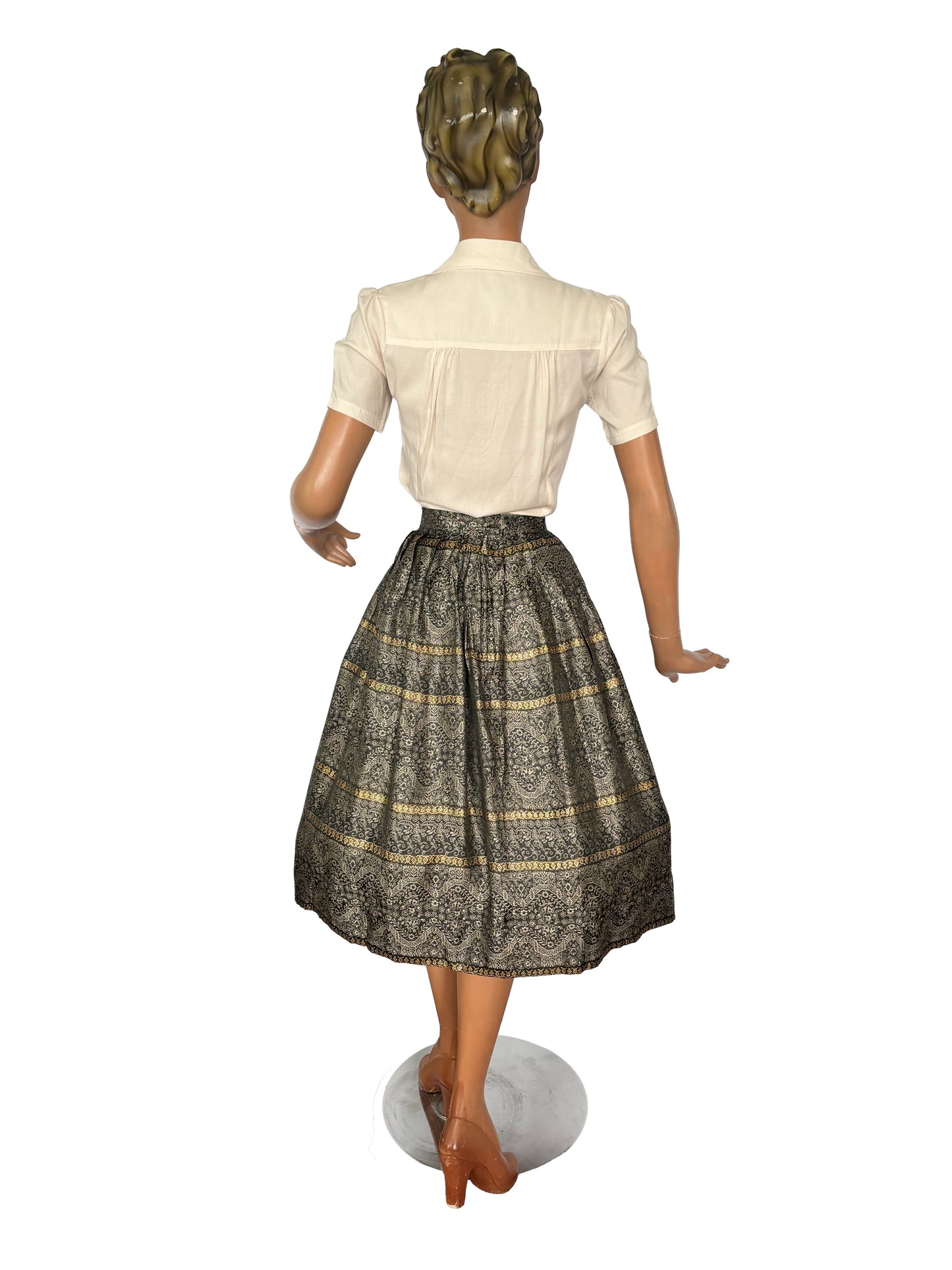 1950s/60s Gold and Silver Brocade Skirt | S