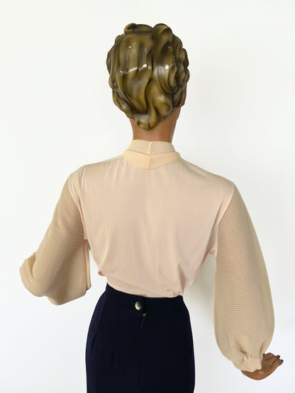 1950s Sweet Adeline Balloon Sleeve Blouse | S/M