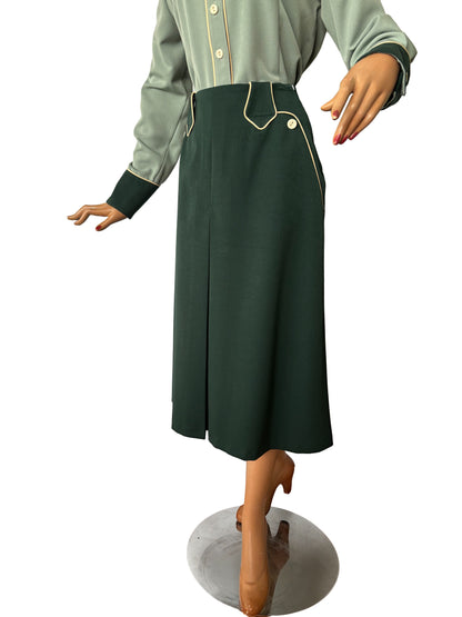 Lily-Mae 1940s Western Skirt Green - Made to Order