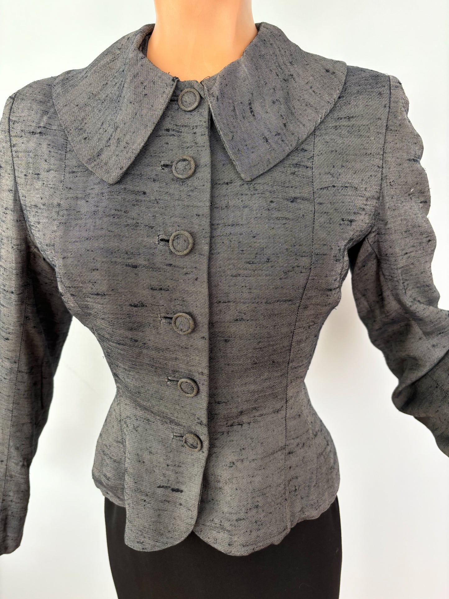 1940s/50s Fitted Bishop Collar Jacket | M