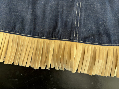 1940s NOS Denim Fringe Western Skirt |  S/M