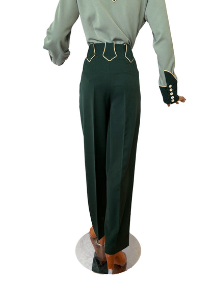 Lily-Mae 1940s Western Slacks Green - Made to Order