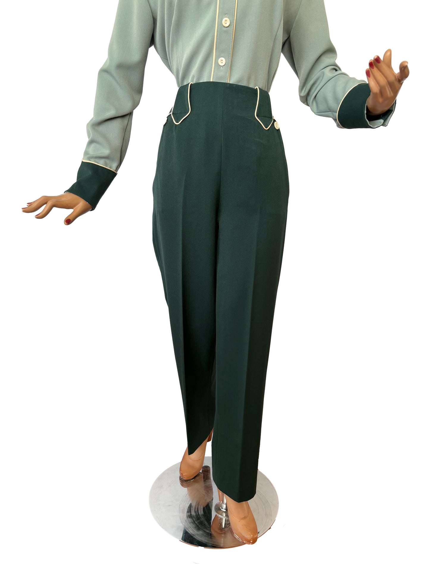 Lily-Mae 1940s Western Slacks Green - Made to Order