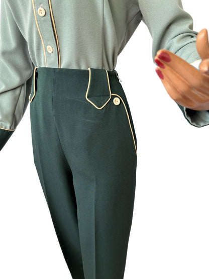 Lily-Mae 1940s Western Slacks Green - Made to Order