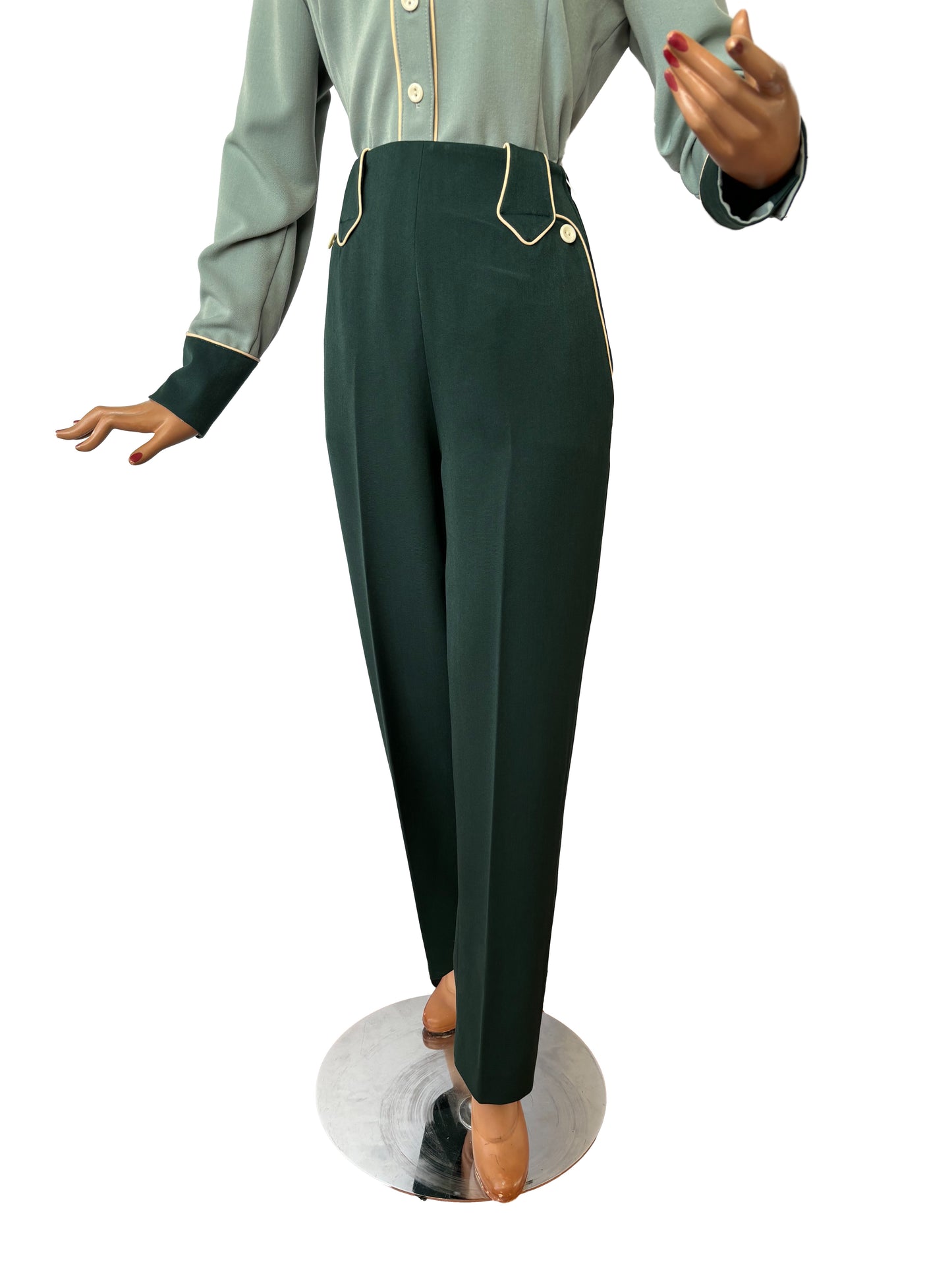 Lily-Mae 1940s Western Slacks Green - Made to Order