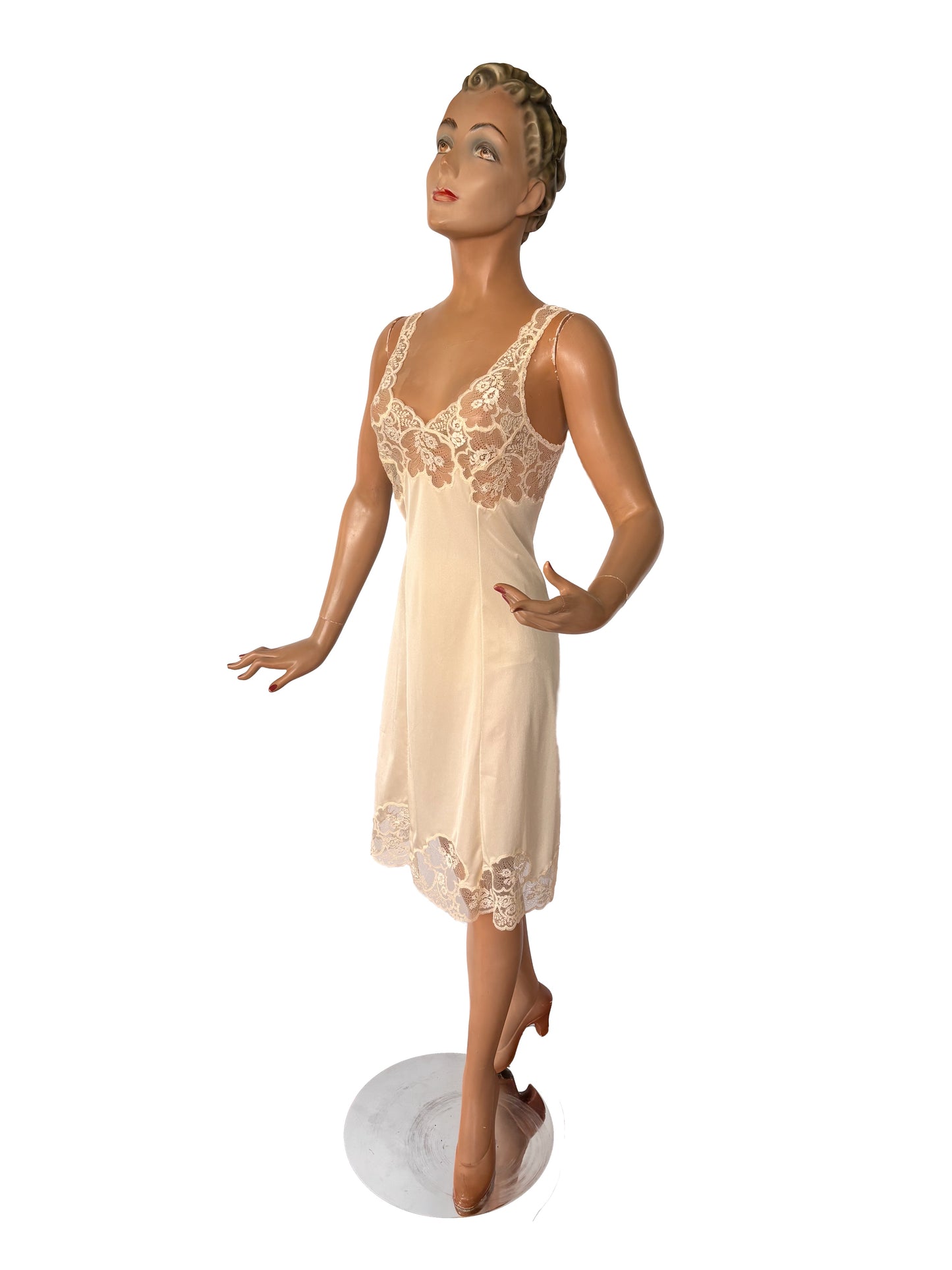 Vintage 1950s/60s Lace Cup Slip Dress | M/L