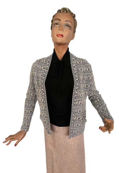 1960s Wool Novelty Cardigan | XS