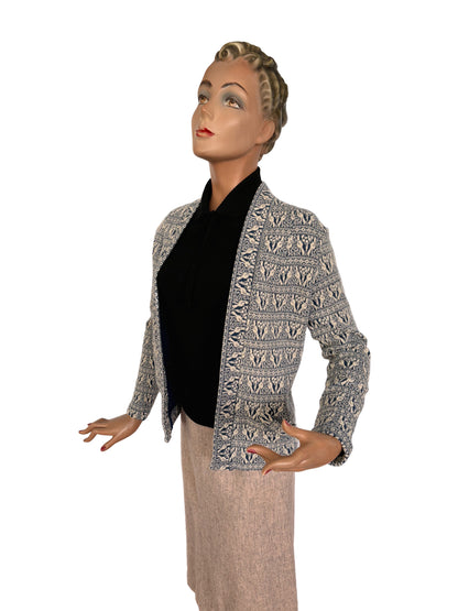 1960s Wool Novelty Cardigan | XS