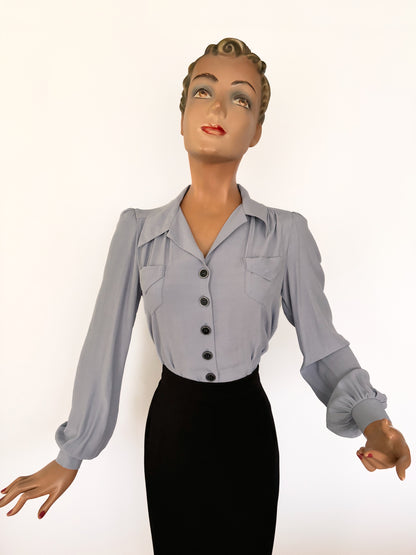 The House of Foxy 40s Sweetheart Blouse Lilac