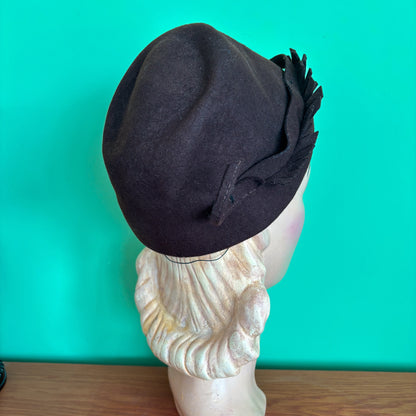 1940s Brown Fez Hat