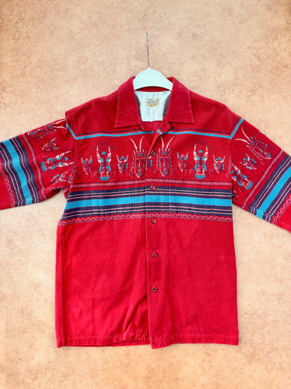 1950s Style Eyes Repro Tribal Mask Mens Shirt | S