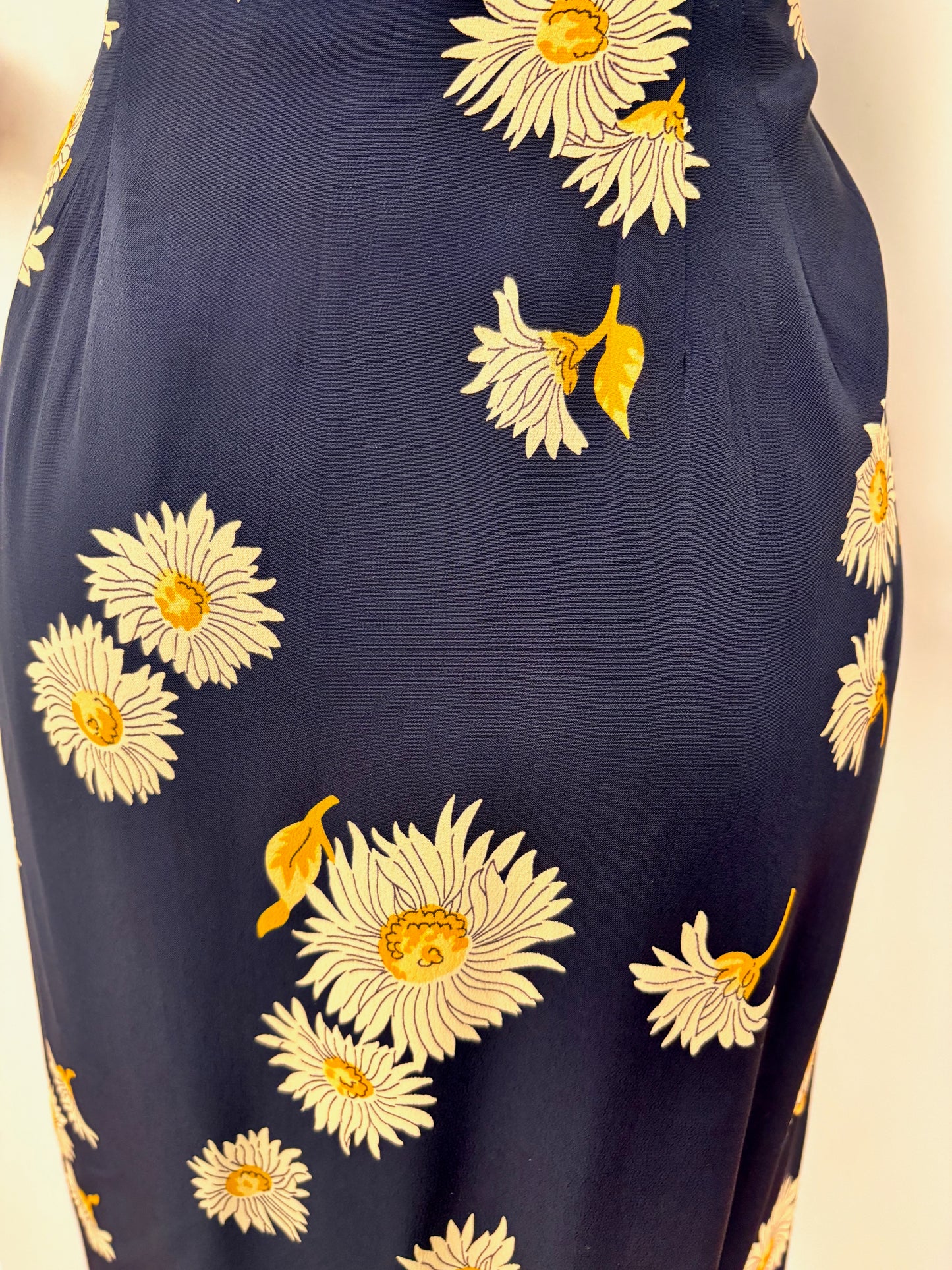 1940s Cold Rayon Daisy Dress | S