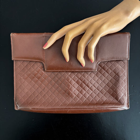 1940s Leather Clutch Envelope Bag