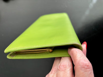 1950s Green Leather Clutch Envelope Bag