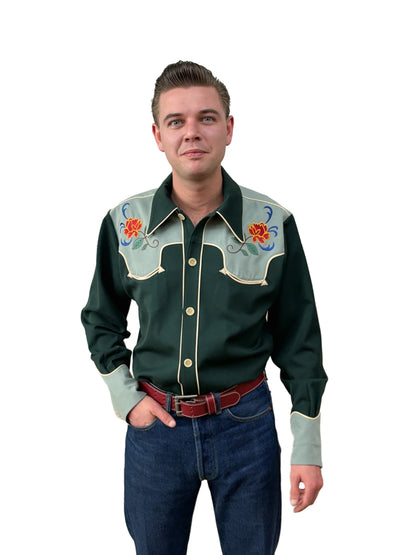 Lee 1940s Style Men's Western Shirt Green - Made to Order