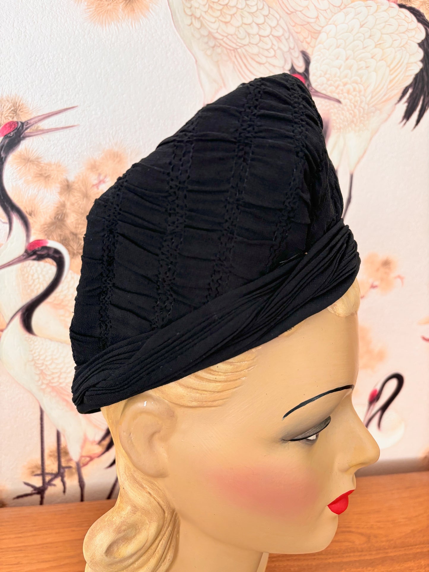 1940s High Front Smocked Beret