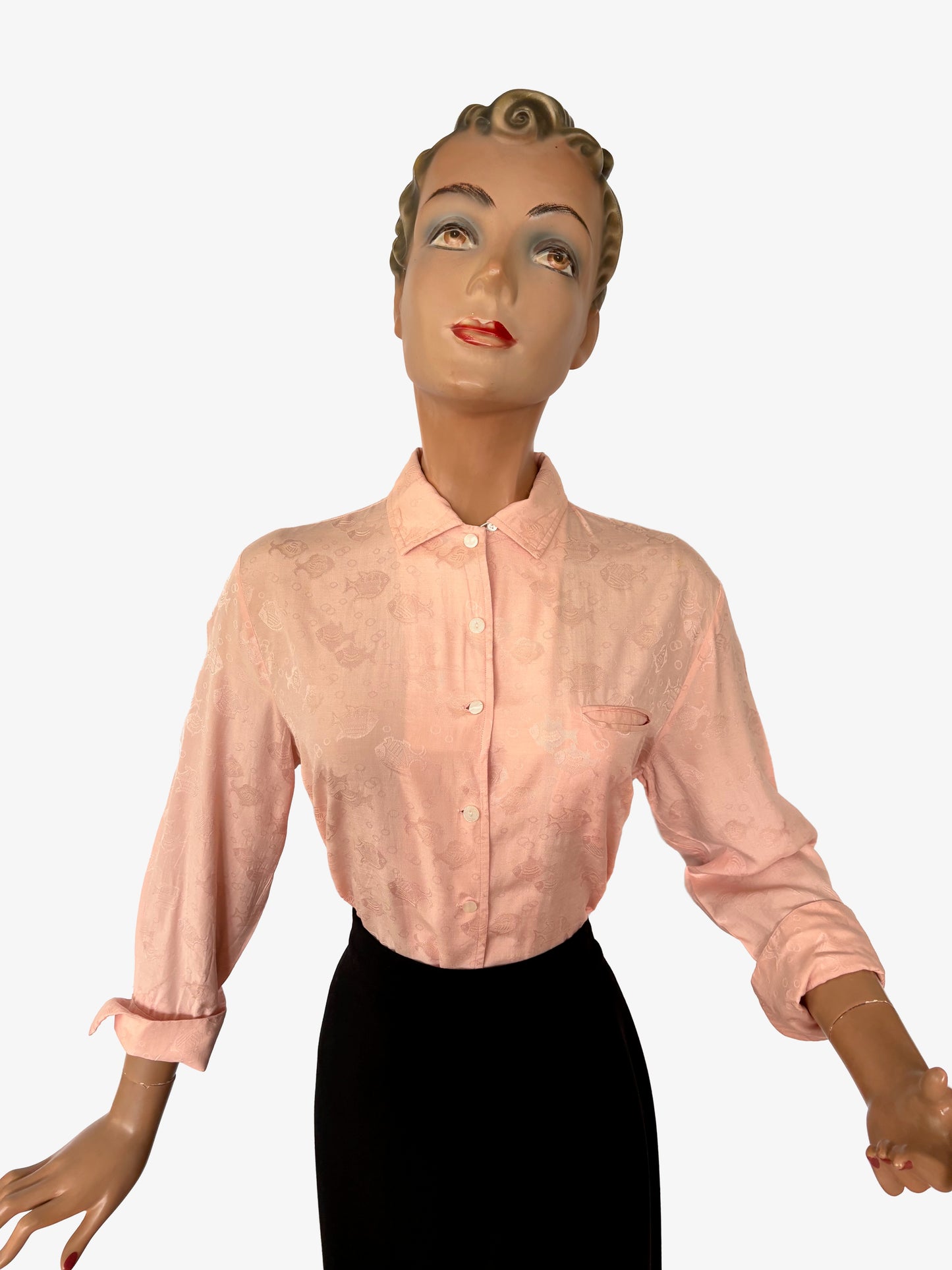 1940s 'Alfred of New York' Novelty Fish Blouse | M/L