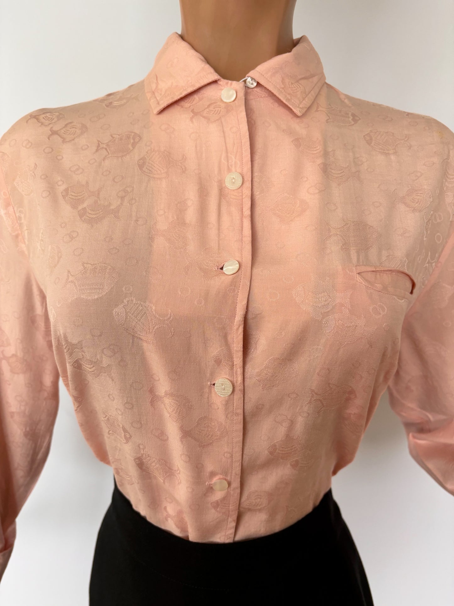 1940s 'Alfred of New York' Novelty Fish Blouse | M/L