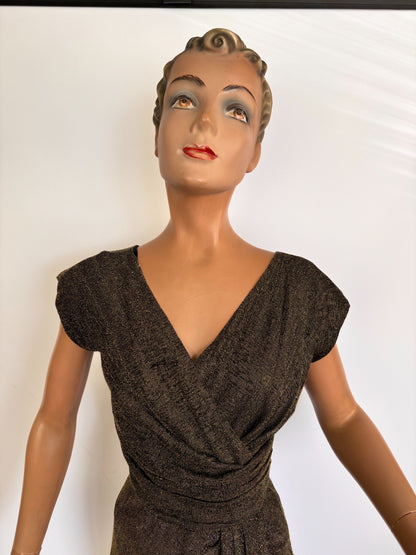 1950s/60s Lurex Wrap Dress | XS/S