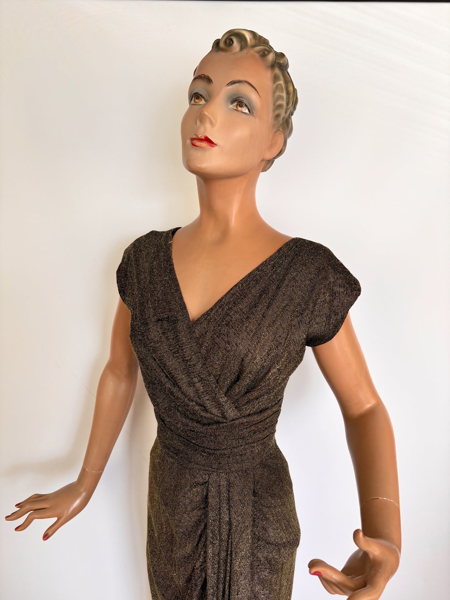 1950s/60s Lurex Wrap Dress | XS/S