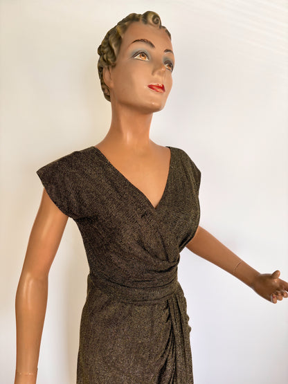 1950s/60s Lurex Wrap Dress | XS/S