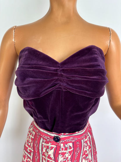 1950s Purple Velvet Bustier | XS