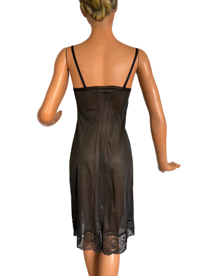 1960s Black Slip Dress | S