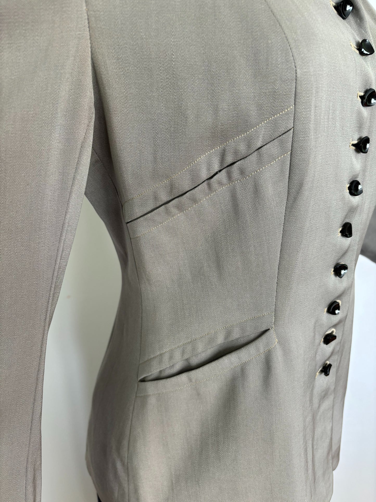 1940s Fitted Gray Gabardine Wool Jacket | S/M