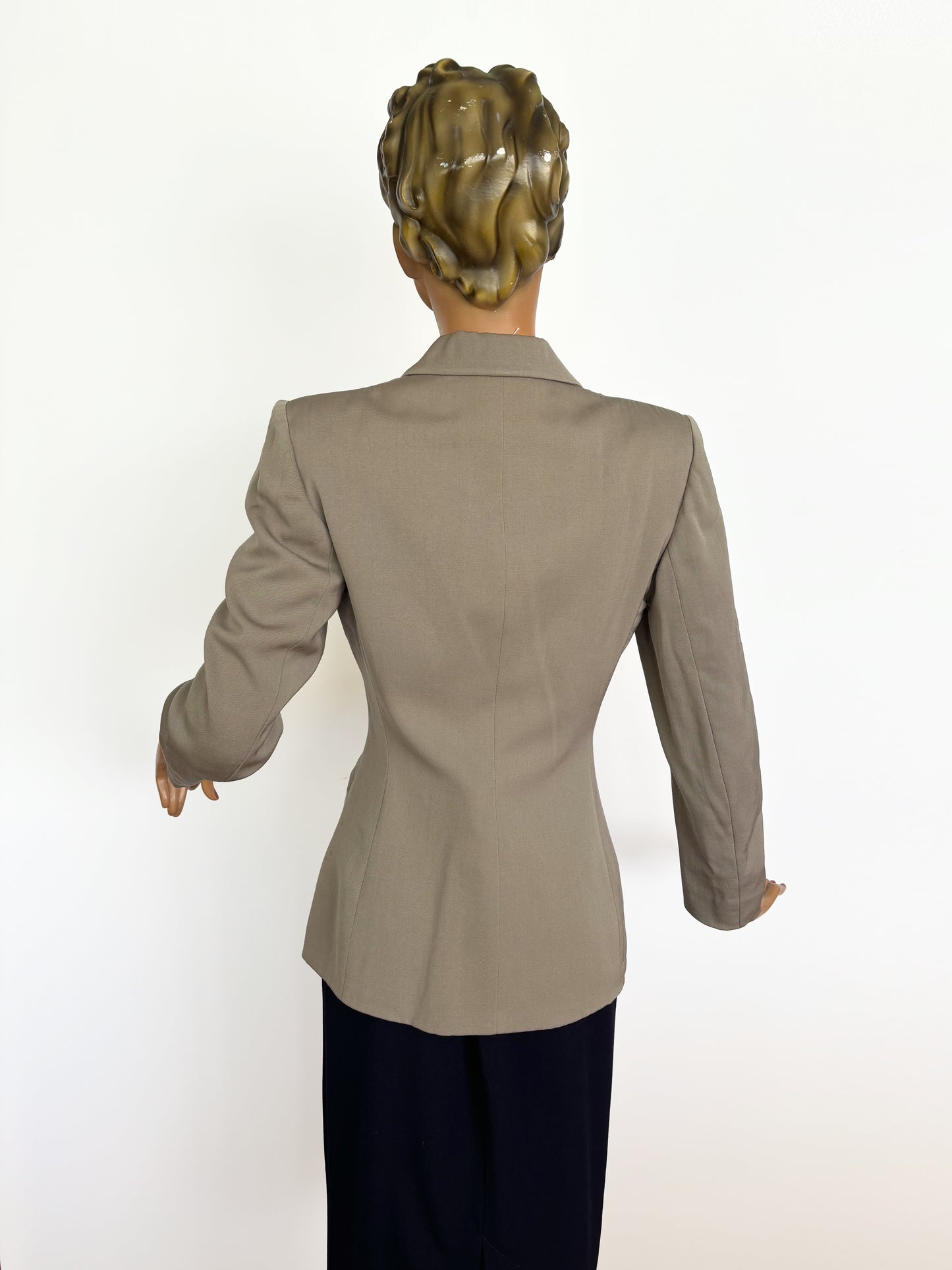 1940s Fitted Gray Gabardine Wool Jacket | S/M