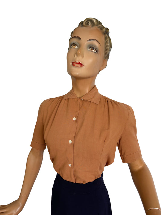 1940s Short Sleeve Blouse | S/M