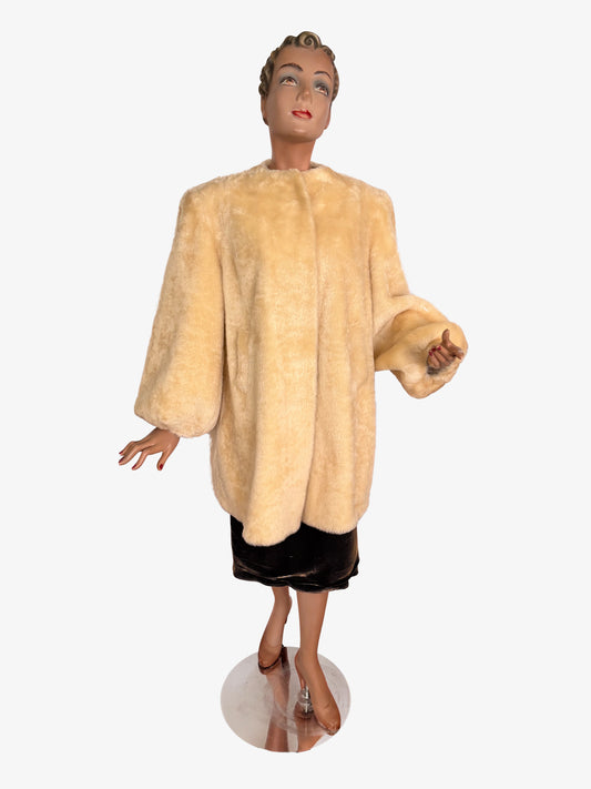 1940s Faux Fur Balloon Sleeve Coat  | S - XL