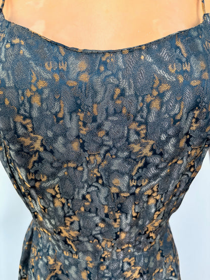 1950s Jacquard Evening Gown | XS