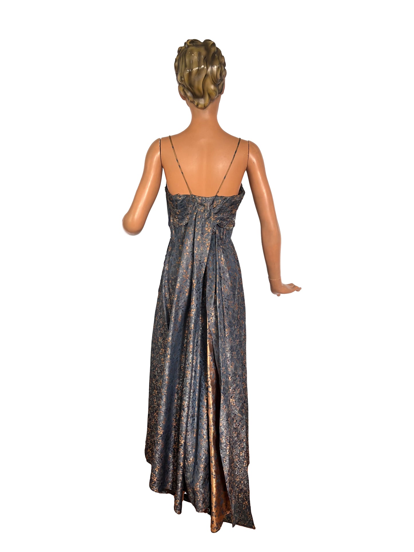 1950s Jacquard Evening Gown | XS