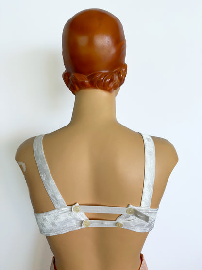 1950s NOS White Satin Bullet Bra