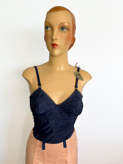 1960s NOS Femilux Blue Long-line Bra 90C