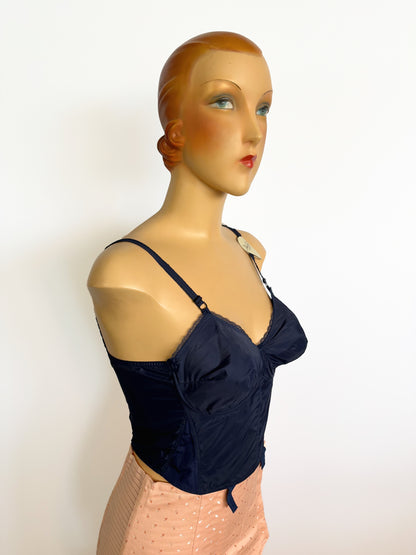 1960s NOS Femilux Blue Long-line Bra 90C