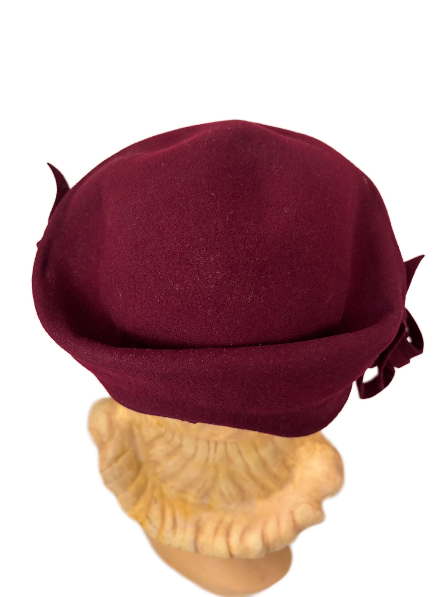 1930s/40s Wine Red Felt Calot Hat