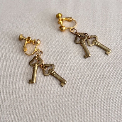 1940s/50s Keys Screw-back Earrings