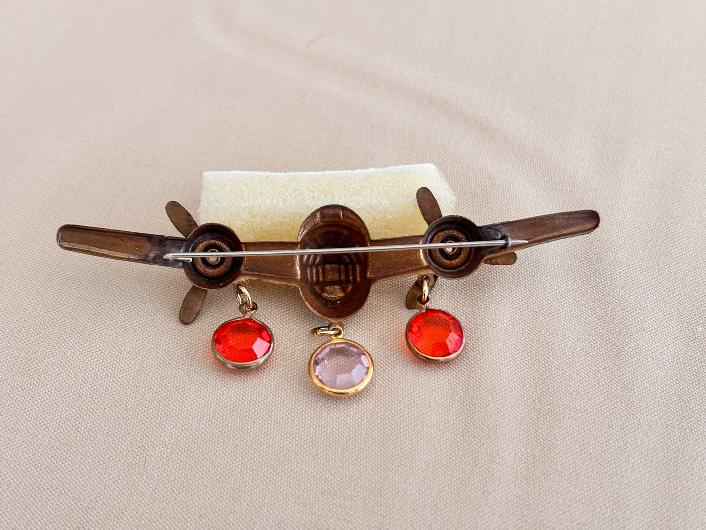 WWII Brass Sweetheart Airplane Brooch