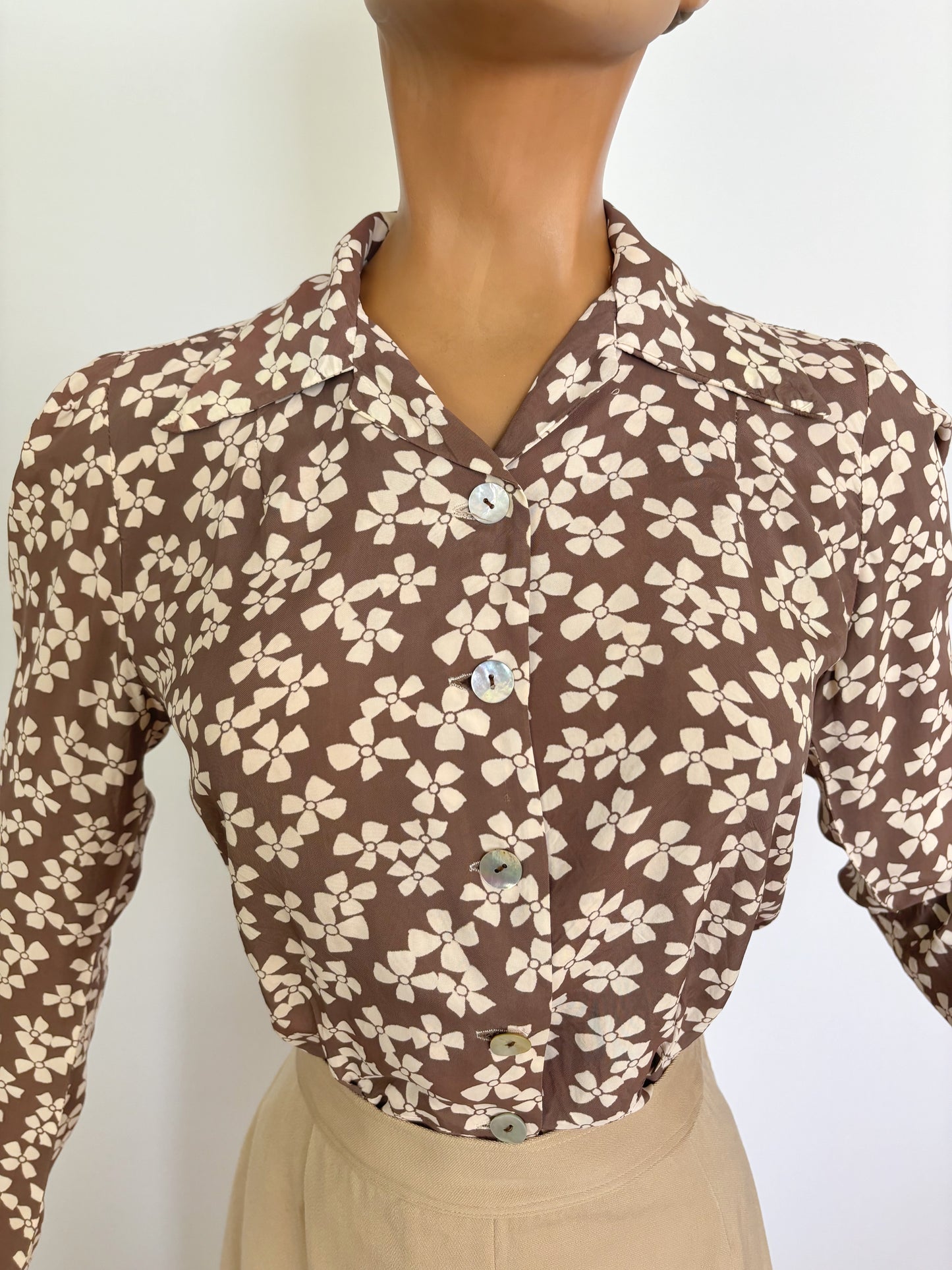 1940s Rayon Blouse | XS/S