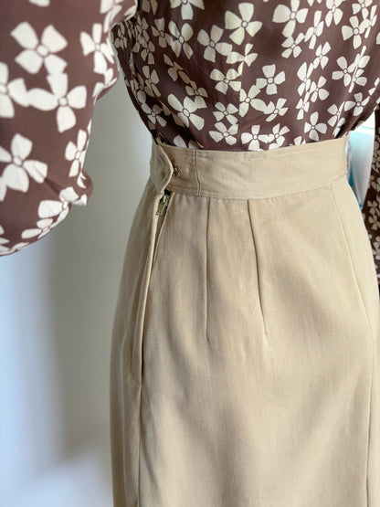 1940s Sloat Miron Beige Gabardine Skirt | S