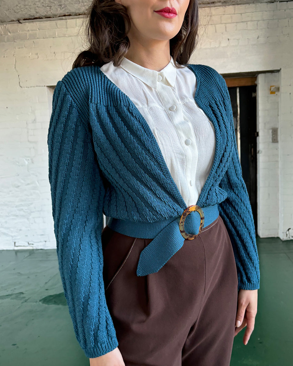 The House of Foxy 1940s Datemaker Cardigan - Petrol