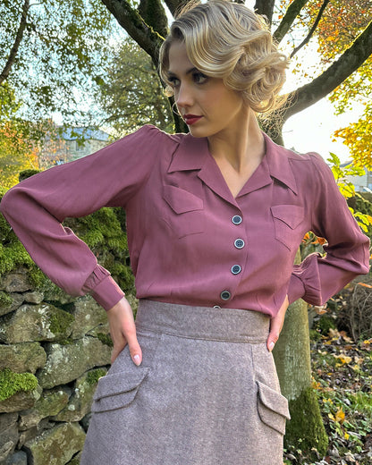 The House of Foxy 40s Sweetheart Blouse Plum