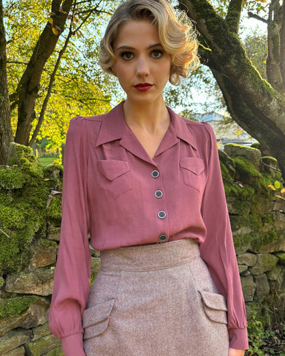 The House of Foxy 40s Sweetheart Blouse Plum