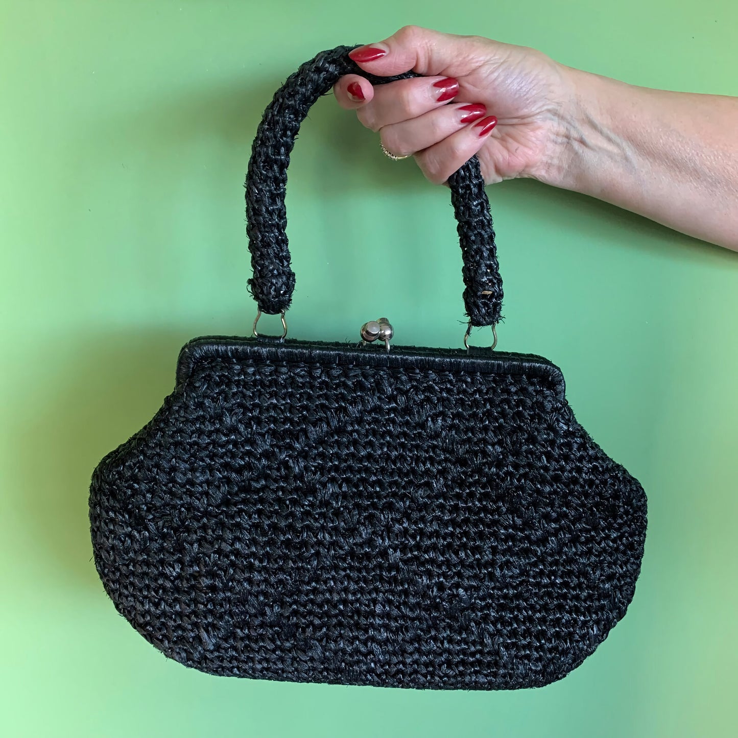 1960s Sisal Crochet Handbag