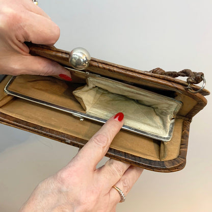 1920s/1930s Tooled Leather Purse Handbag