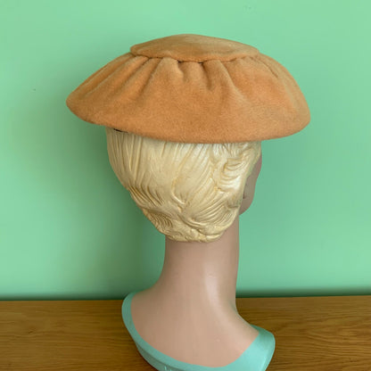 1950s Beige Orange Mushroom Hat