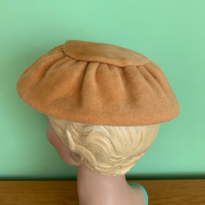 1950s Beige Orange Mushroom Hat