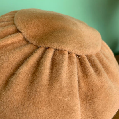 1950s Beige Orange Mushroom Hat